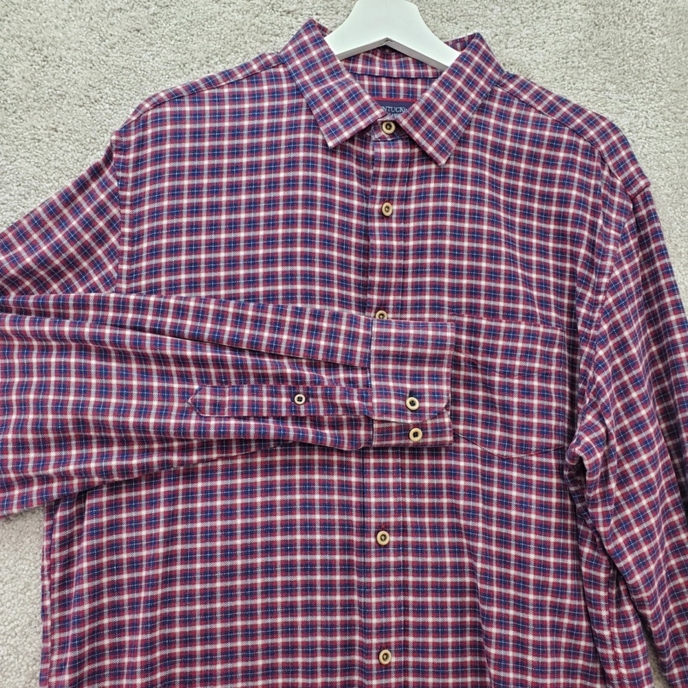 UNTUCKit  Shirt‎ Mens Large Red Blue Plaid Cotton Long Sleeve Button Down Preppy